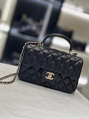 Chanel Mini Flap Bag Black Lambskin Leather Top Handles - 20×6x13cm - 1