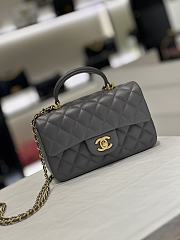 Chanel Mini Flap Bag Grey Lambskin Leather Top Handles - 20×6x13cm - 1