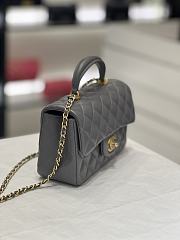 Chanel Mini Flap Bag Grey Lambskin Leather Top Handles - 20×6x13cm - 5