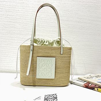Loewe Small Basket Bag In Natural and White Color - 27x20x10cm