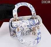 Dior Lady Princess Diana White Blue three grid embroidery - 17x15x7cm - 5