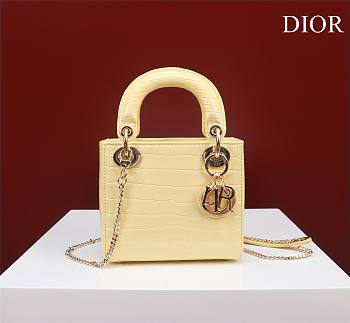 Dior Lady Princess Diana Yellow three grid crocodile pattern - 17x15x7cm