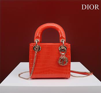 Dior Lady Princess Diana Orange three grid crocodile pattern - 17x15x7cm