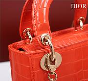 Dior Lady Princess Diana Orange three grid crocodile pattern - 17x15x7cm - 2