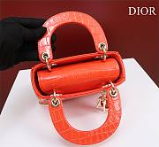 Dior Lady Princess Diana Orange three grid crocodile pattern - 17x15x7cm - 5