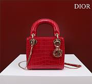 Dior Lady Princess Diana Red three grid crocodile pattern - 17x15x7cm - 1