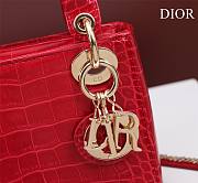 Dior Lady Princess Diana Red three grid crocodile pattern - 17x15x7cm - 2