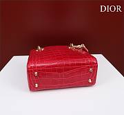 Dior Lady Princess Diana Red three grid crocodile pattern - 17x15x7cm - 3