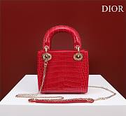 Dior Lady Princess Diana Red three grid crocodile pattern - 17x15x7cm - 5