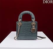 Dior Lady Princess Diana Grey-Blue three grid crocodile pattern - 17x15x7cm - 1