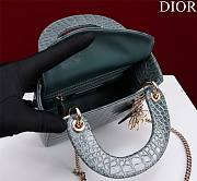 Dior Lady Princess Diana Grey-Blue three grid crocodile pattern - 17x15x7cm - 5