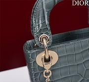 Dior Lady Princess Diana Grey-Blue three grid crocodile pattern - 17x15x7cm - 4