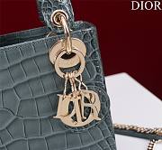 Dior Lady Princess Diana Grey-Blue three grid crocodile pattern - 17x15x7cm - 2