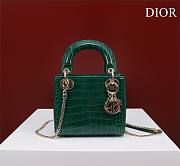 Dior Lady Princess Diana Green Gold Hardware crocodile pattern - 17x15x7cm - 1