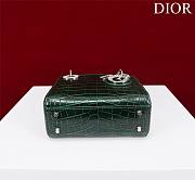 Mini Lady Dior Bag Princess Diana Green Silver Hardware crocodile pattern - 17x15x7cm - 4