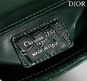 Mini Lady Dior Bag Princess Diana Green Silver Hardware crocodile pattern - 17x15x7cm - 2