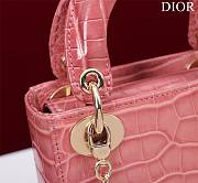 Dior Lady Princess Diana Pink Gold Hardware crocodile pattern - 17x15x7cm - 5