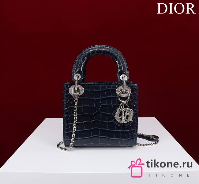 Dior Lady Princess Diana Ocean Silver Hardware crocodile pattern - 17x15x7cm - 1