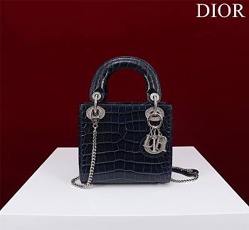 Dior Lady Princess Diana Ocean Silver Hardware crocodile pattern - 17x15x7cm