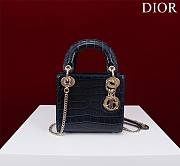 Mini Lady Dior Bag Princess Diana Ocean Gold Hardware Crocodile Pattern - 17x15x7cm - 1