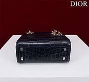 Mini Lady Dior Bag Princess Diana Ocean Gold Hardware Crocodile Pattern - 17x15x7cm - 4