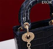 Mini Lady Dior Bag Princess Diana Ocean Gold Hardware Crocodile Pattern - 17x15x7cm - 3