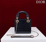 Mini Lady Dior Bag Princess Diana Ocean Gold Hardware Crocodile Pattern - 17x15x7cm - 5