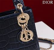 Mini Lady Dior Bag Princess Diana Ocean Gold Hardware Crocodile Pattern - 17x15x7cm - 2