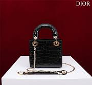 Dior Lady Princess Diana Black Gold Hardware crocodile pattern - 17x15x7cm - 3