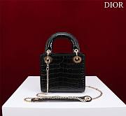 Mini Lady Dior Bag Princess Diana Black Gold Hardware Crocodile Pattern - 17x15x7cm - 4