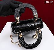Dior Lady Princess Diana Black Gold Hardware crocodile pattern - 17x15x7cm - 5