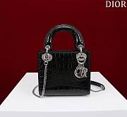 Dior Lady Princess Diana Black Silver Hardware crocodile pattern - 17x15x7cm - 1