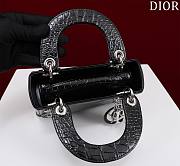 Dior Lady Princess Diana Black Silver Hardware crocodile pattern - 17x15x7cm - 2