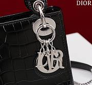 Dior Lady Princess Diana Black Silver Hardware crocodile pattern - 17x15x7cm - 5