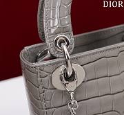 Mini Lady Dior Bag Princess Diana Grey Silver Hardware Crocodile Pattern - 17x15x7cm - 3