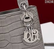 Mini Lady Dior Bag Princess Diana Grey Silver Hardware Crocodile Pattern - 17x15x7cm - 2