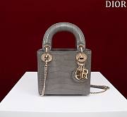 Dior Lady Princess Diana Grey Gold Hardware crocodile pattern - 17x15x7cm - 1