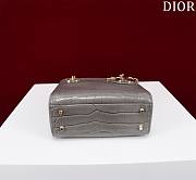 Dior Lady Princess Diana Grey Gold Hardware crocodile pattern - 17x15x7cm - 4