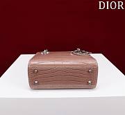 Mini Lady Dior Bag Princess Diana Dusty Pink Silver Hardware Crocodile Pattern - 17x15x7cm - 5