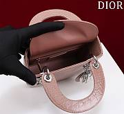 Mini Lady Dior Bag Princess Diana Dusty Pink Silver Hardware Crocodile Pattern - 17x15x7cm - 4