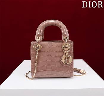Dior Lady Princess Diana Dusty Pink Gold Hardware crocodile pattern - 17x15x7cm