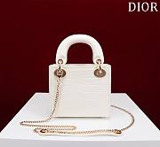 Mini Lady Dior Bag Princess Diana White Gold Hardware Crocodile Pattern - 17x15x7cm - 5