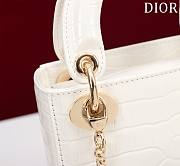 Mini Lady Dior Bag Princess Diana White Gold Hardware Crocodile Pattern - 17x15x7cm - 4