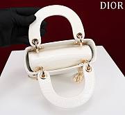 Mini Lady Dior Bag Princess Diana White Gold Hardware Crocodile Pattern - 17x15x7cm - 3