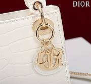 Mini Lady Dior Bag Princess Diana White Gold Hardware Crocodile Pattern - 17x15x7cm - 2