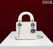 Dior Lady Princess Diana White Silver Hardware crocodile pattern - 17x15x7cm - 1