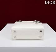 Mini Lady Dior Bag Princess Diana White Silver Hardware Crocodile Pattern - 17x15x7cm - 5