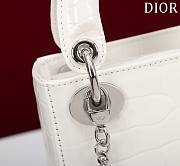 Mini Lady Dior Bag Princess Diana White Silver Hardware Crocodile Pattern - 17x15x7cm - 3