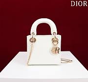 Mini Lady Dior Bag Princess Diana White Gold Hardware Lizard Pattern - 17x15x7cm - 1