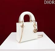 Mini Lady Dior Bag Princess Diana White Gold Hardware Lizard Pattern - 17x15x7cm - 4